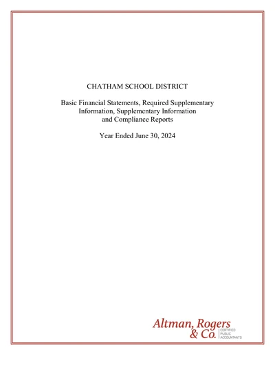 Chatham School District ACFR Cover