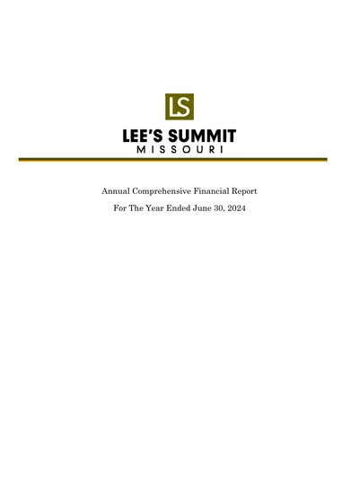 City of Lee's Summit, Missouri ACFR Cover