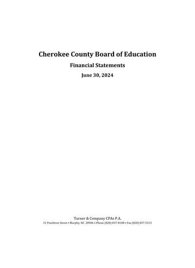 Cherokee County Board of Education ACFR Cover