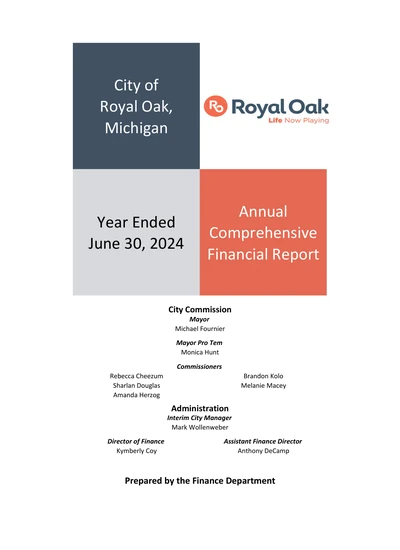 City of Royal Oak, Michigan ACFR Cover