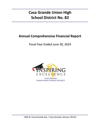 Casa Grande Union High School District No. 82 ACFR Cover