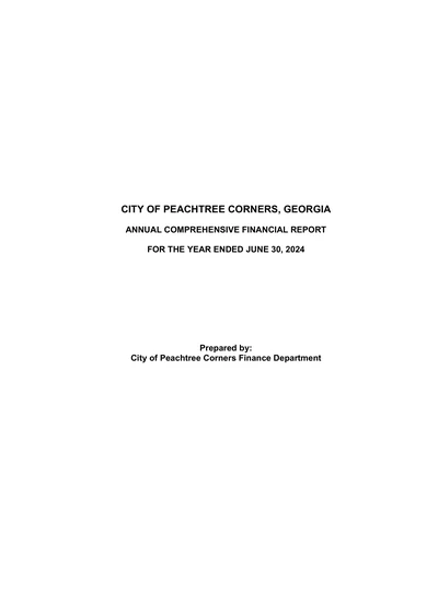 City of Peachtree Corners ACFR Cover