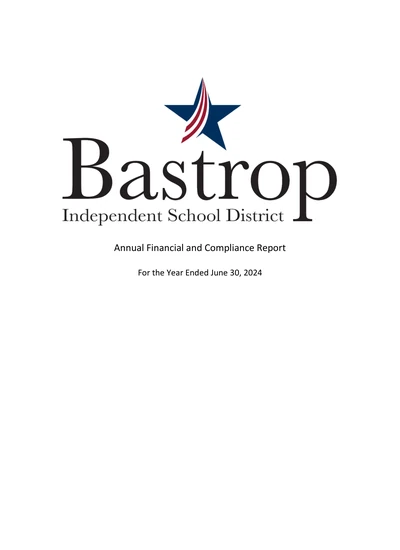Bastrop Independent School District ACFR Cover