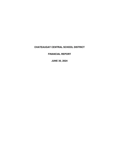 Chateaugay Central School District ACFR Cover