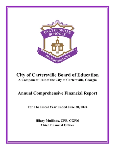 City of Cartersville Board of Education ACFR Cover