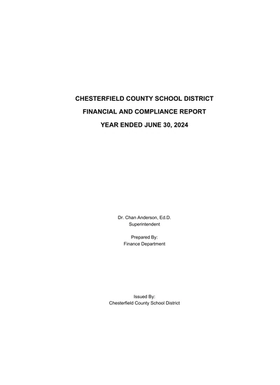 Chesterfield County School District ACFR Cover