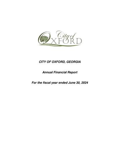 City of Oxford, Georgia ACFR Cover