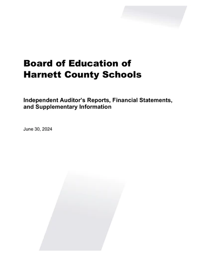 Board of Education of Harnett County Schools ACFR Cover