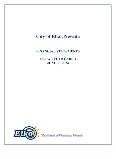 City of Elko, Nevada ACFR Cover