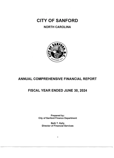 City of Sanford ACFR Cover