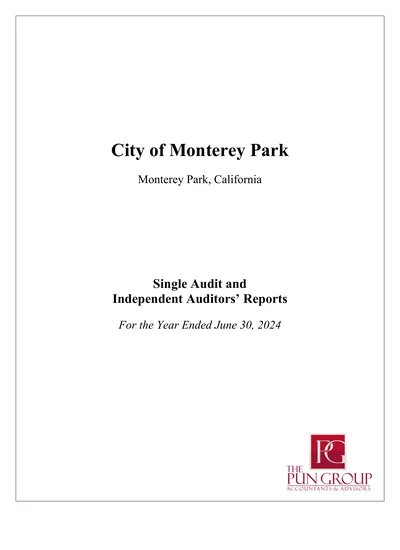 City of Monterey Park ACFR Cover