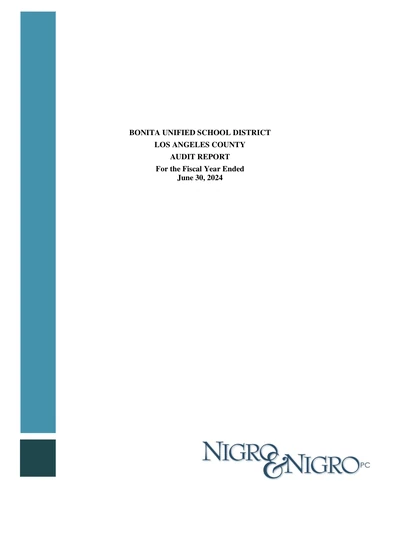 Bonita Unified School District ACFR Cover