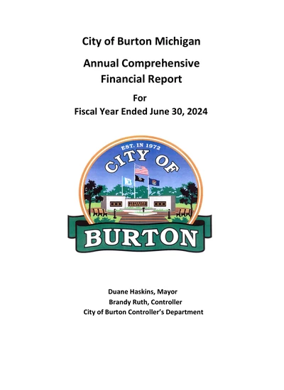 City of Burton, Michigan ACFR Cover