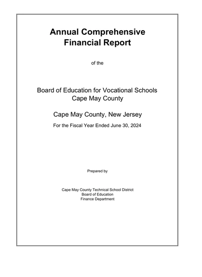 Cape May County Technical School District ACFR Cover