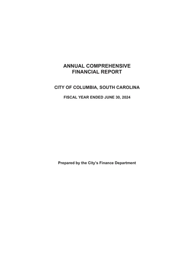 City of Columbia, South Carolina ACFR Cover