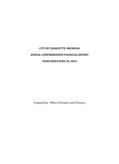 City of Charlotte ACFR Cover