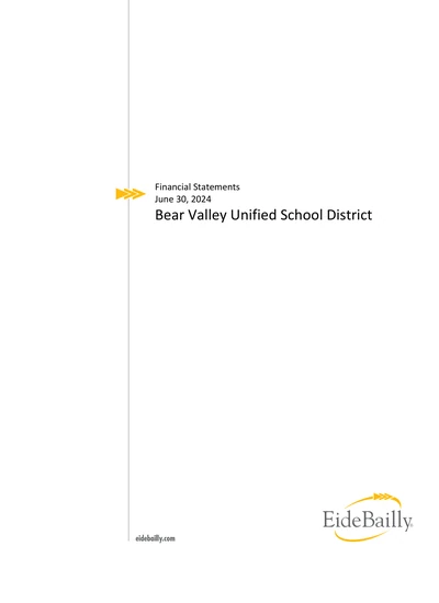 Bear Valley Unified School District ACFR Cover