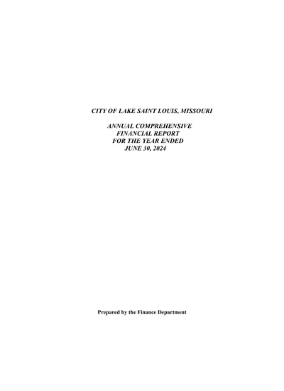 City of Lake Saint Louis, Missouri ACFR Cover
