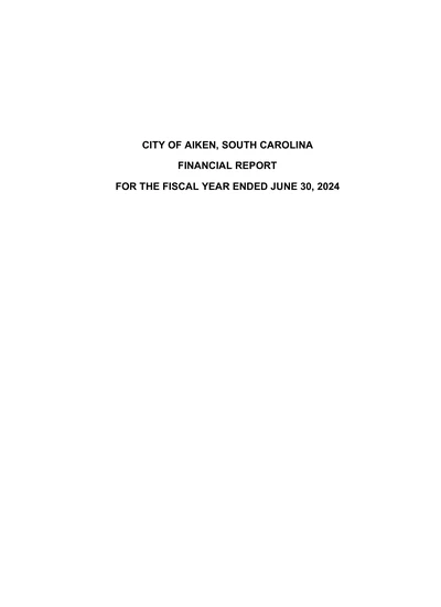 City of Aiken, South Carolina ACFR Cover