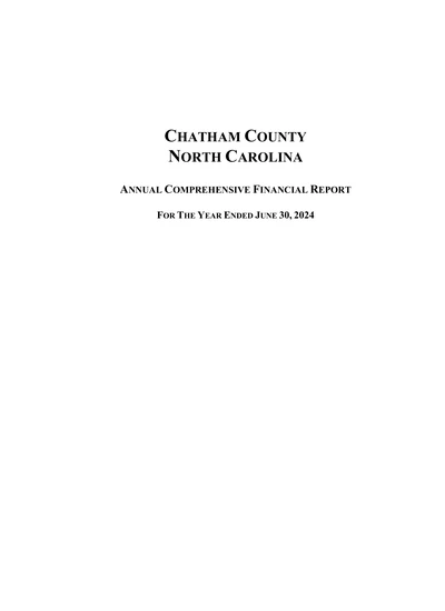 Chatham County, North Carolina ACFR Cover