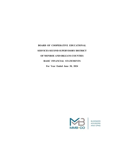 Boces Second Supervisory District of Monroe & Orleans County ACFR Cover