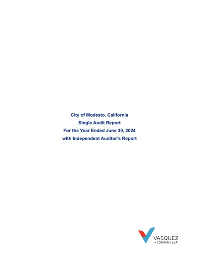 City of Modesto ACFR Cover