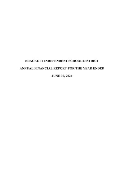 Brackett Independent School District ACFR Cover