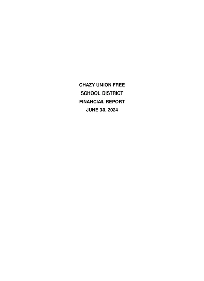Chazy Union Free School District ACFR Cover