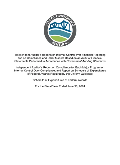 City of Owensboro Kentucky ACFR Cover