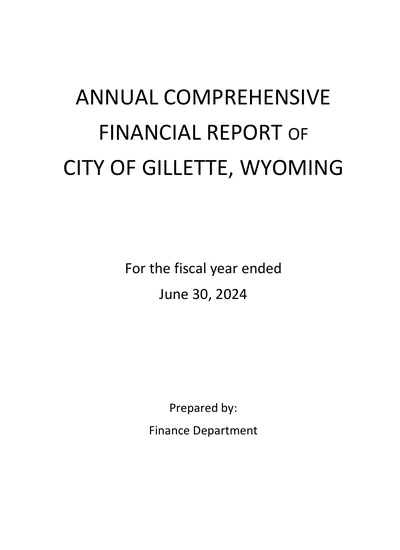 City of Gillette, Wyoming ACFR Cover