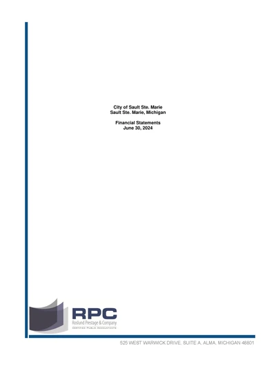 City of Sault Ste. Marie ACFR Cover