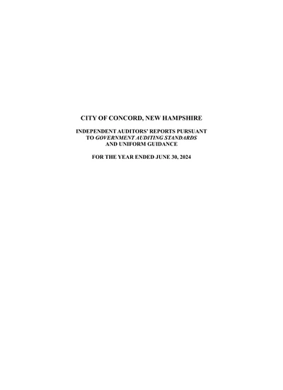 City of Concord ACFR Cover