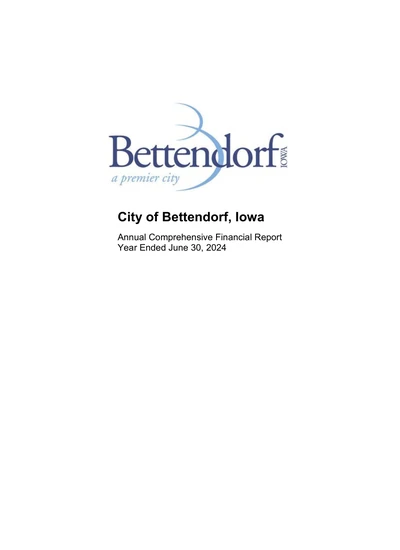 City of Bettendorf, Iowa ACFR Cover