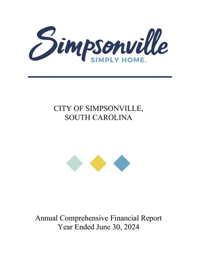 City of Simpsonville ACFR Cover