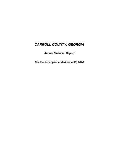 Carroll County, Georgia ACFR Cover