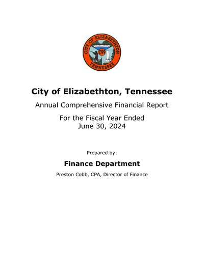 City of Elizabethton, Tennessee ACFR Cover