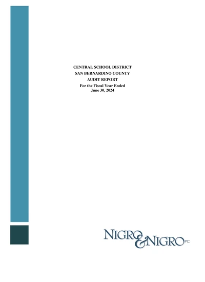 Central School District ACFR Cover