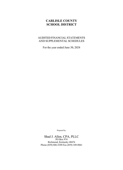 Carlisle County School District ACFR Cover