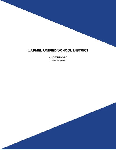 Carmel Unified School District ACFR Cover