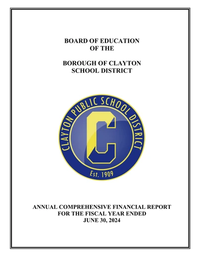Borough of Clayton School District ACFR Cover
