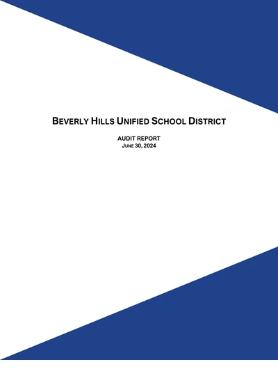 Beverly Hills Unified School District ACFR Cover