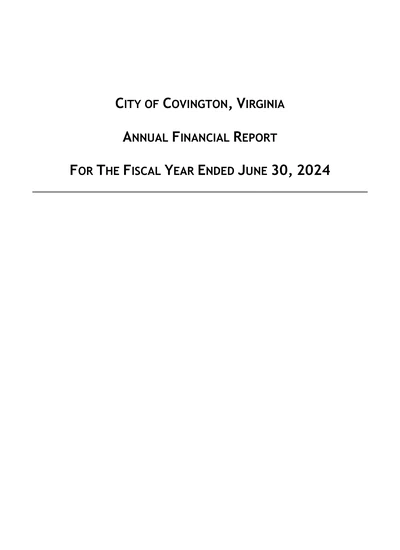City of Covington ACFR Cover