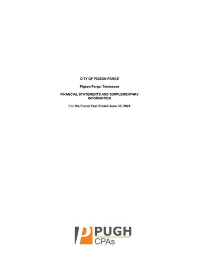 City of Pigeon Forge ACFR Cover