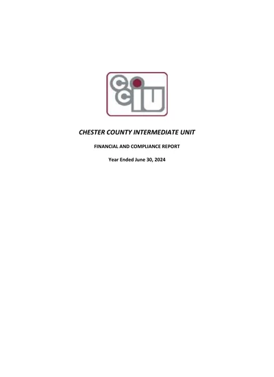 Chester County Intermediate Unit ACFR Cover