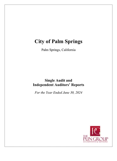 City of Palm Springs ACFR Cover