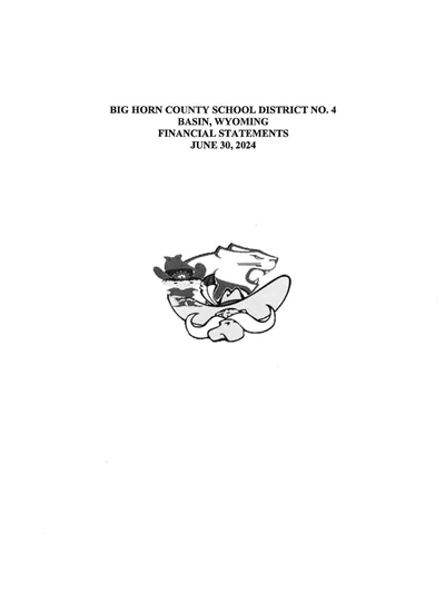 Big Horn County School District Number 4 ACFR Cover