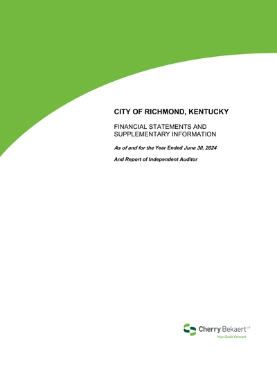 City of Richmond, Ky ACFR Cover