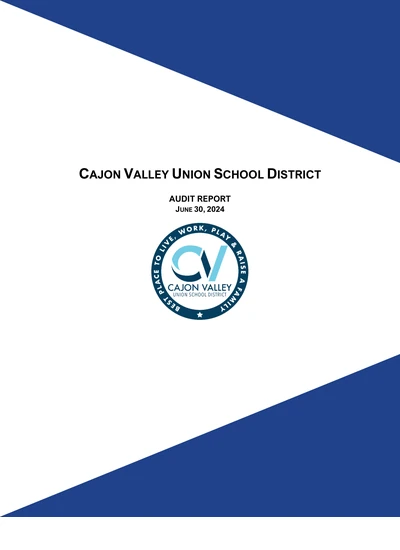 Cajon Valley Union School District ACFR Cover