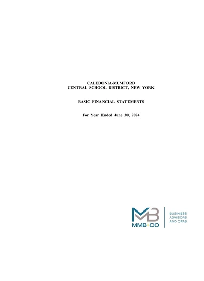 Caledonia-mumford Central School District ACFR Cover