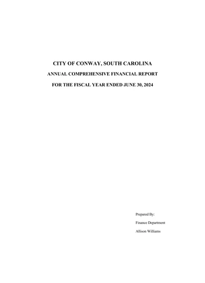 City of Conway ACFR Cover